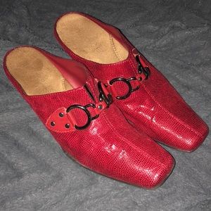 Red leather Mules